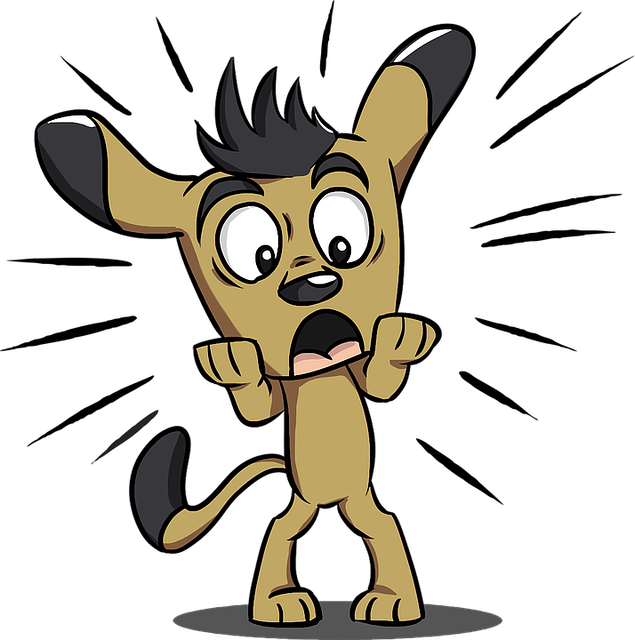 Cartoon dog with shocked or scared face