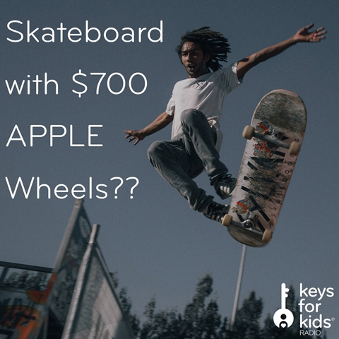 Skateboard with $700 APPLE WHEELS